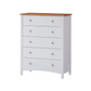 Tallboy 5 Chest of Drawers Solid Rubber Wood Bed Storage Cabinet - White