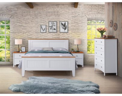 Tallboy 5 Chest of Drawers Solid Rubber Wood Bed Storage Cabinet - White