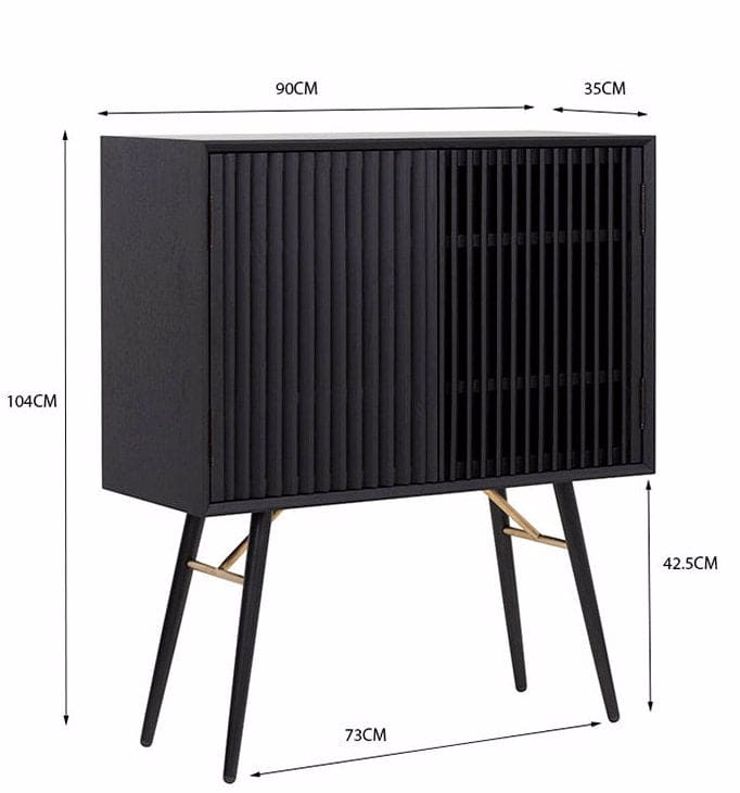 Tall Sideboard 90cm Black