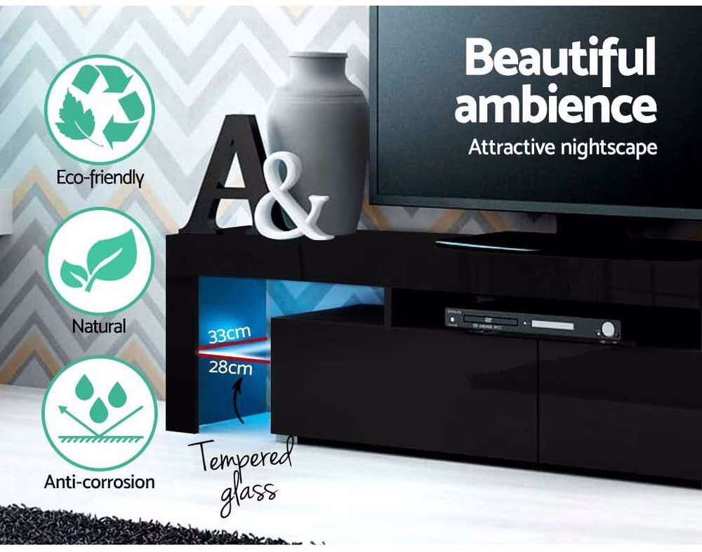 Entertainment Unit Black Gloss 189cm