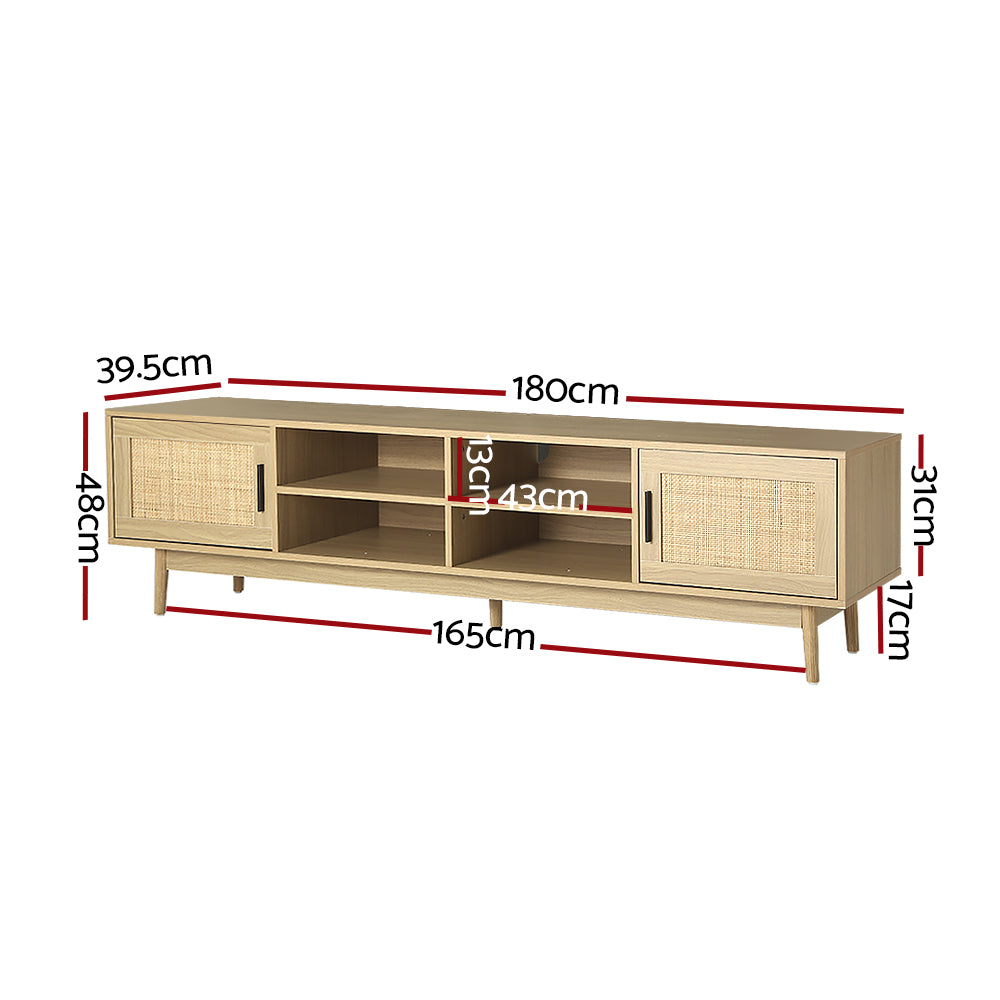 TV Cabinet Entertainment Unit Rattan 180CM