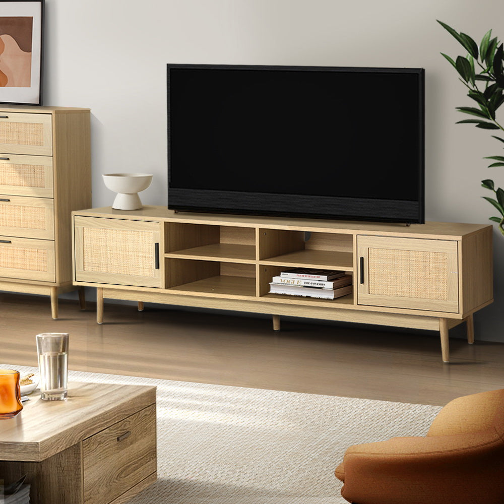 TV Cabinet Entertainment Unit Rattan 180CM