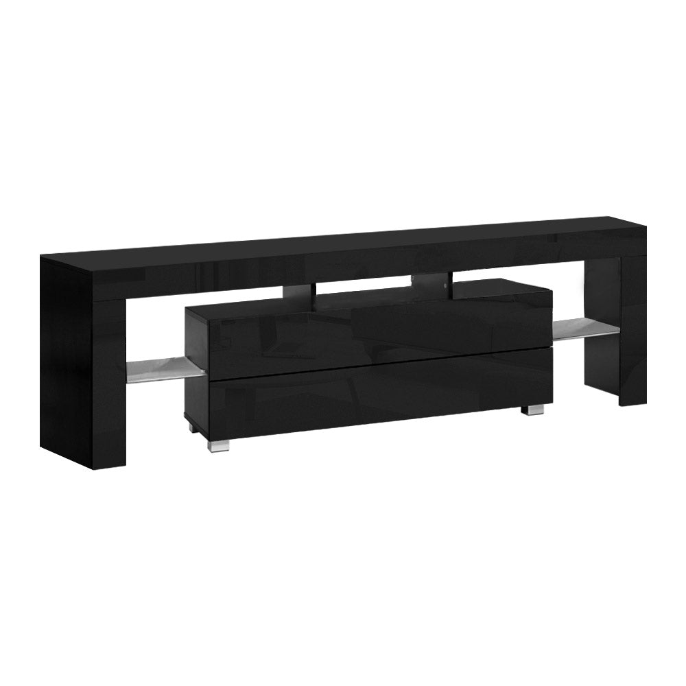 TV Cabinet Entertainment LED Gloss Furniture 160cm Black.