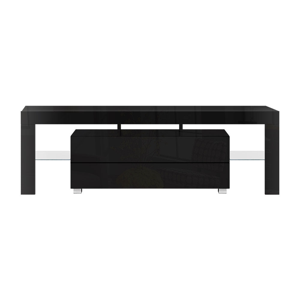 TV Cabinet Entertainment LED Gloss Furniture 160cm Black.