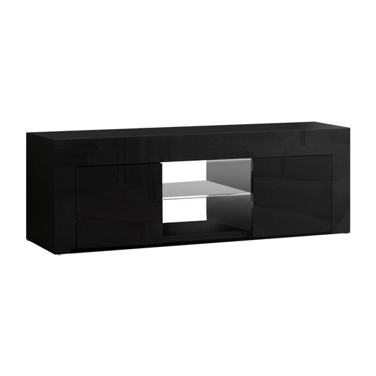 130cm RGB LED TV Stand Cabinet Entertainment Unit Gloss Black.