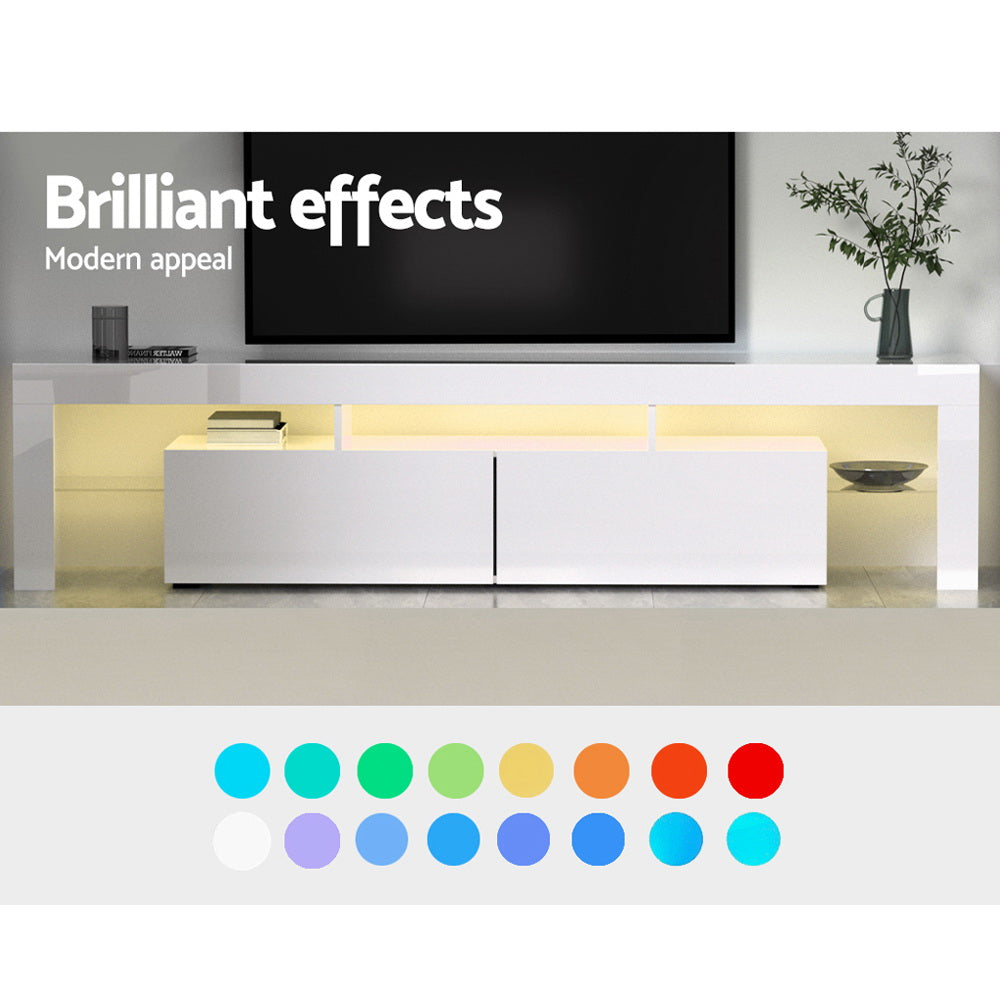 189cm RGB LED TV Cabinet Entertainment Unit White.