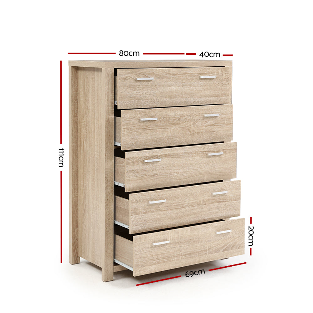 Artiss 5 Chest of Drawers Tallboy