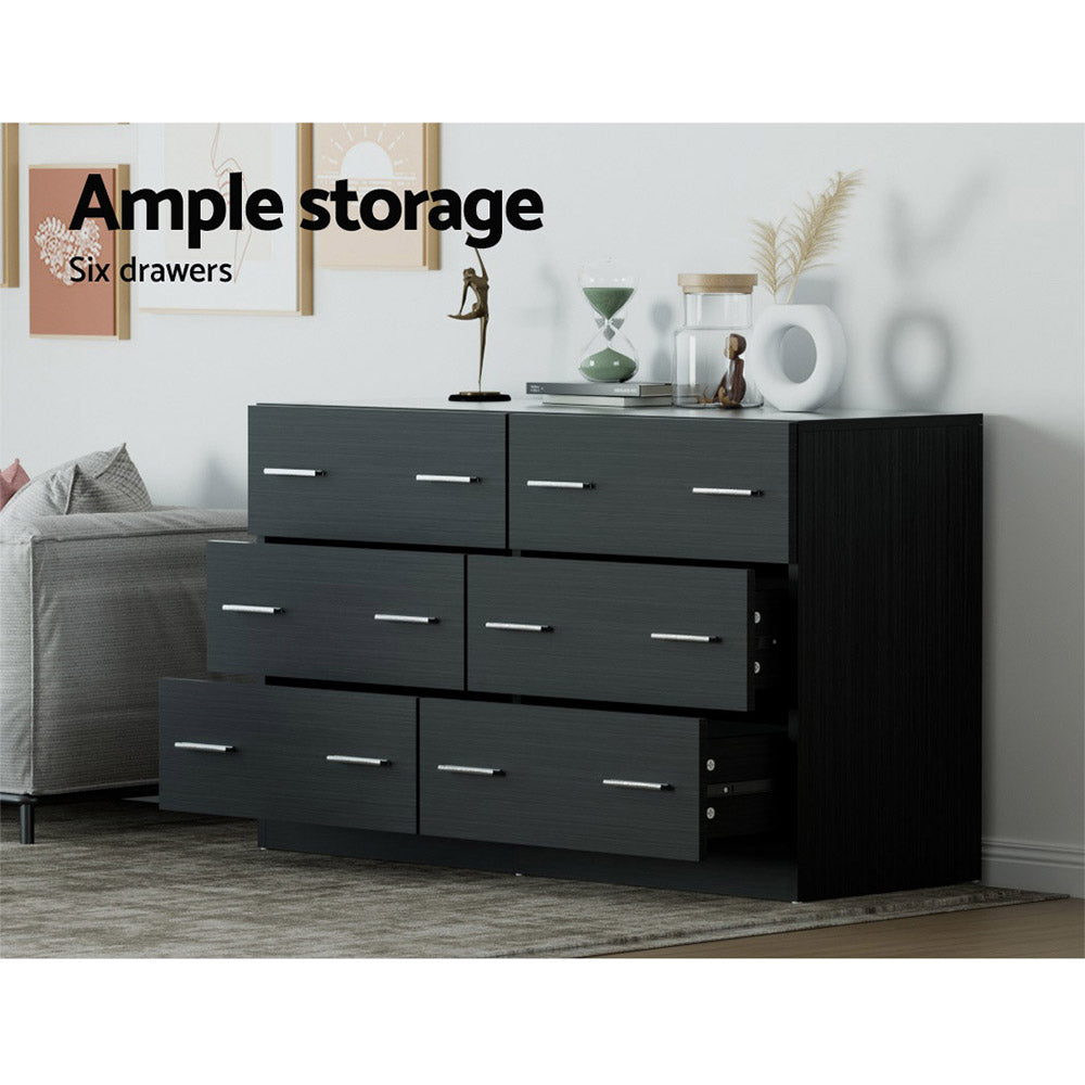 Artiss 6 Chest of Drawers Cabinet Tallboy Black