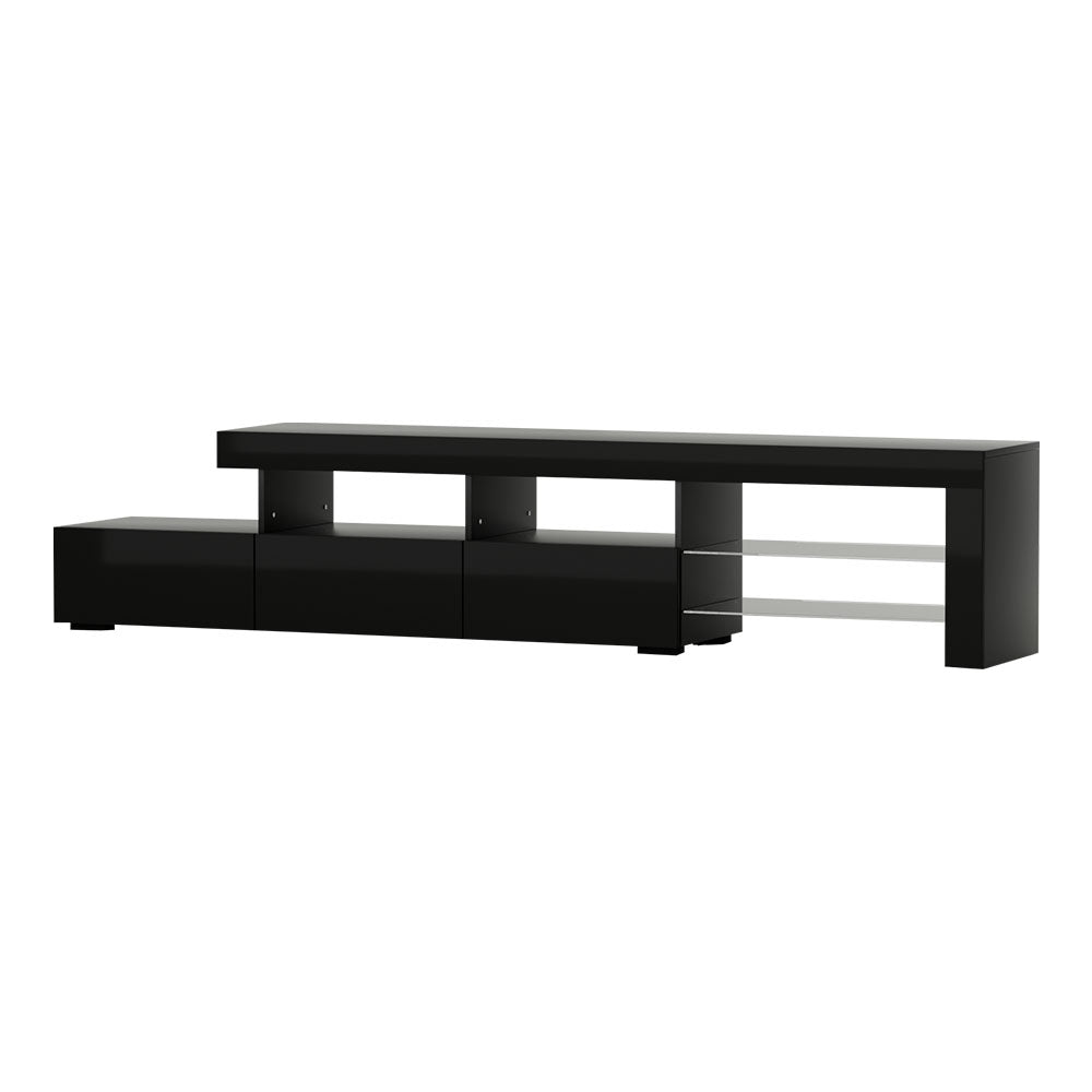 Artiss TV Cabinet Entertainment Unit LED Gloss Black 215cm