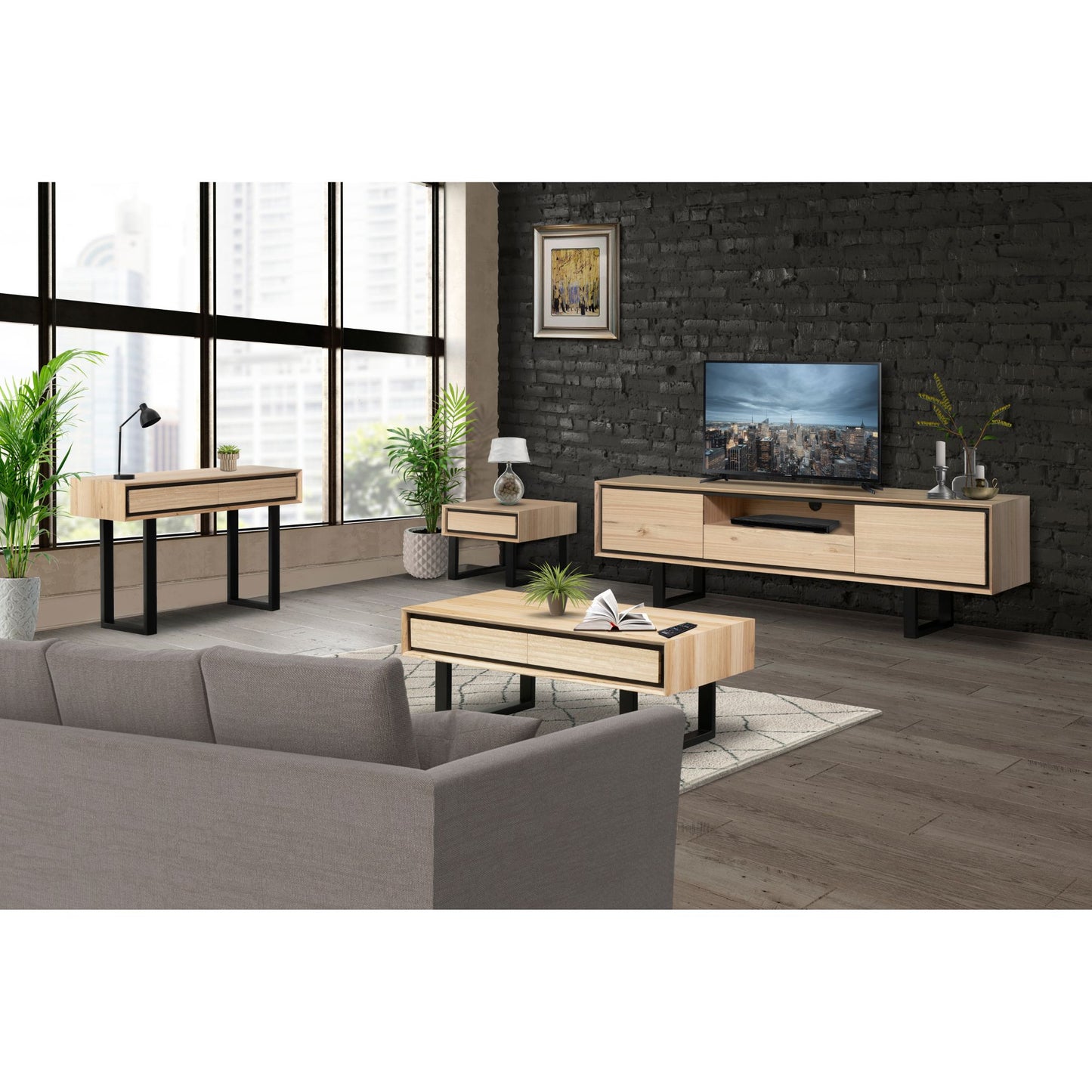 Aconite ETU Entertainment TV Unit 210cm Solid Messmate Timber Wood - Natural